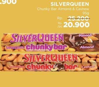 Promo Harga Silver Queen Chunky Bar Almonds, Cashew 95 gr - LotteMart