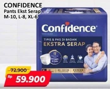 Promo Harga Confidence Adult Pants Slim & Fit Extra Absorb M10, L8, XL6 6 pcs - Alfamart