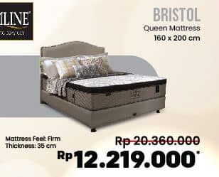 Dreamline Bristol Queen Mattress  Diskon 39%, Harga Promo Rp12.219.000, Harga Normal Rp20.360.000, Matress Feel Firm
Thickness 35cm