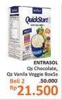 Promo Harga ENTRASOL QuickStart Sereal Chocolate, Vanila Veggie per 2 box 5 pcs - Alfamidi