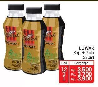 Promo Harga Luwak Coffee Drink Kopi + Gula 220 ml - Lotte Grosir