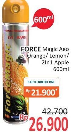 Promo Harga FORCE MAGIC Insektisida Spray Orange, Green Apple, Lemon 600 ml - Alfamidi