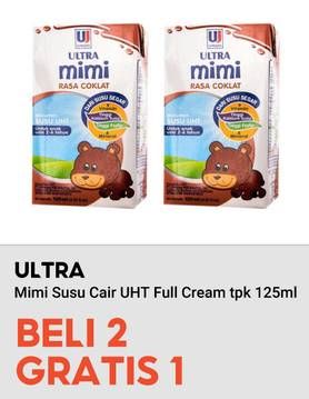 Promo Harga Ultra Mimi Susu UHT Full Cream 125 ml - Indomaret