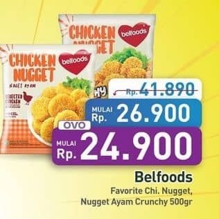 Promo Harga Belfoods Nugget Chicken Nugget, Chicken Nugget Crunchy 500 gr - Hypermart