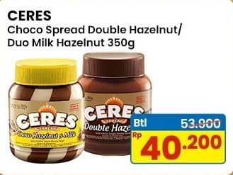 Promo Harga Ceres Choco Spread Double Hazelnut, Choco Hazelnut 350 gr - Indomaret
