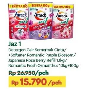 Promo Harga Attack Detergent Liquid Plus Softener 1200 ml - TIP TOP