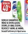 Promo Harga HEAD & SHOULDERS Shampoo 300ml/315ml/330ml/REJOICE Shampoo 160ml/340ml  - Hypermart