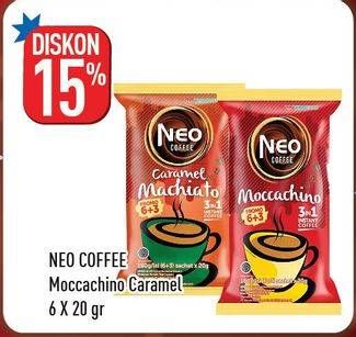 Promo Harga Neo Coffee 3 in 1 Instant Coffee Caramel Machiato per 6 sachet 20 gr - Hypermart