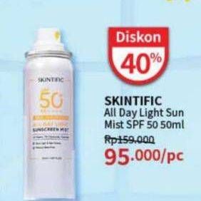 Promo Harga Skintific All Day Light Sunscreen Mist SPF 50 PA++++ 50 ml - Guardian