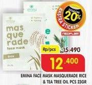 Promo Harga EMINA Masquerade Face Mask Rice, Tea Tree Oil 23 gr - Superindo