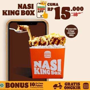 Promo Harga BURGER KING Nasi King Box Mozzarela Crispy Chicken BBQ Sauce  - Burger King