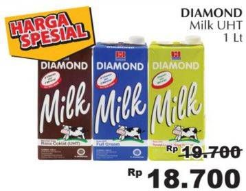 Promo Harga DIAMOND Milk UHT Chocolate, Full Cream, Low Fat High Calcium 1000 ml - Giant