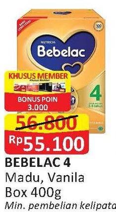 Promo Harga BEBELAC 4 Susu Pertumbuhan Madu, Vanila 400 gr - Alfamart