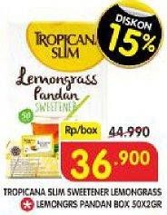 Promo Harga TROPICANA SLIM Sweetener Lemongrass Pandan per 50 pcs 2 gr - Superindo