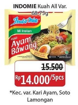 Promo Harga Indomie Mi Kuah Kecuali Kari Ayam, Kecuali Soto Lamongan 72 gr - Alfamidi