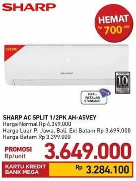 Promo Harga SHARP AH-A5VEY | AC 1/2PK  - Carrefour