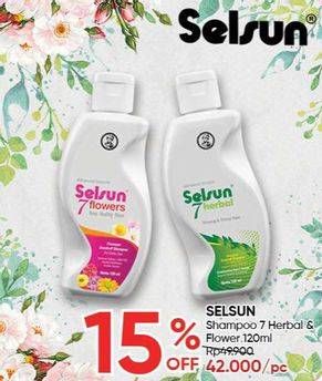 Promo Harga SELSUN Shampoo Anti Dandruff 7 Herbal, Anti Dandruff 7 Flowers 120 ml - Guardian