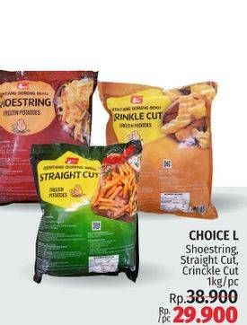 Promo Harga CHOICE L Kentang Shoestring, Straight Cut, Crinkle Cut 1000 gr - LotteMart