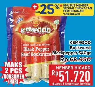 Promo Harga Kemfood Bockwurst Blackpepper 340 gr - Hypermart