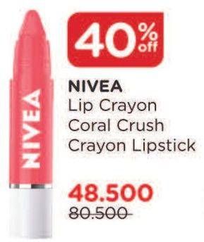 Promo Harga NIVEA Lip Crayon Coral Crush 3 gr - Watsons