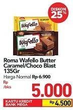 Promo Harga ROMA Wafello Butter Caramel, Choco Blast 135 gr - Carrefour
