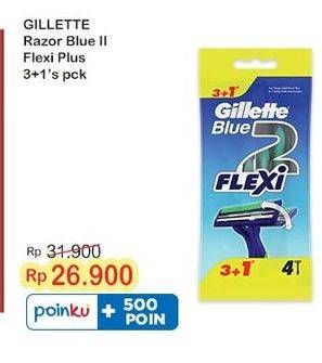 Promo Harga Gillette Blue II Flexi 4 pcs - Indomaret