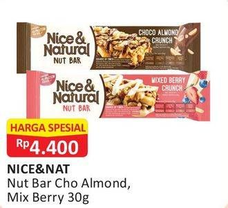 Promo Harga NICE & NATURAL Nut Bar Choco Almond, Mixed Berry 30 gr - Alfamart