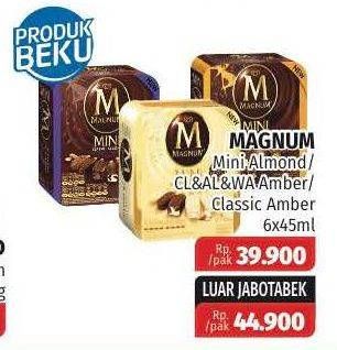 Promo Harga WALLS Magnum Mini Almond, Classic Almond per 6 pcs 45 ml - Lotte Grosir