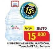 Promo Harga LE MINERALE Air Mineral 15 ltr - Superindo