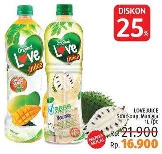 Promo Harga LOVE Juice Soursop, Mango 1 ltr - LotteMart