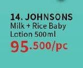 Promo Harga Johnsons Baby Lotion Milk + Rice 500 ml - Guardian