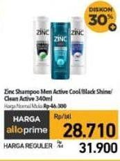 Promo Harga Zinc Shampoo Men Active Cool, Black Shine, Clean Active 340 ml - Carrefour