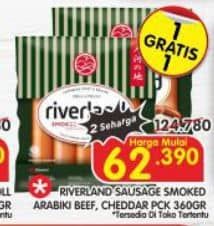 Promo Harga Riverland Sausage Smoked Arabiki Beef, Smoked Cheddar 360 gr - Superindo