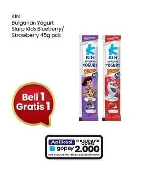 Promo Harga KIN Bulgarian Yogurt Slurp Kids Blueberry, Strawberry 45 gr - Indomaret