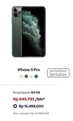 Promo Harga APPLE iPhone 11 Pro | Layar Super Retina XDR OLED 5.8 inci - Kamera 12MP  - iBox