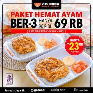 Promo Harga Yoshinoya Paket Hemat Ayam Ber-3  - Yoshinoya