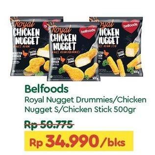 Promo Harga Belfoods Royal Nugget Chicken Nugget Drummies, Chicken Nugget S, Chicken Nugget Stick 500 gr - TIP TOP