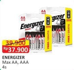 Promo Harga ENERGIZER Battery Alkaline Max AA/4, AAA/4  - Alfamart