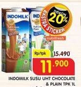 Promo Harga Indomilk Susu UHT Cokelat, Full Cream Plain 1000 ml - Superindo