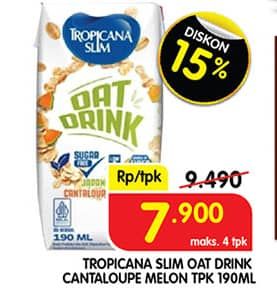 Promo Harga Tropicana Slim Oat Drink Japanese Cantaloupe Melon 190 ml - Superindo