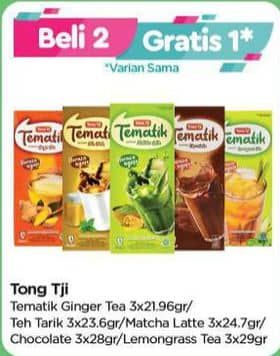 Promo Harga Tong Tji Tematik Instant Ginger Tea, Teh Tarik, Matcha Latte, Chocolate, Lemongrass Tea per 3 sachet 21 gr - TIP TOP