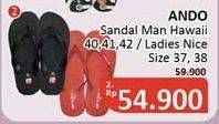 Promo Harga Ando Sandal Man Hawai 40, 41, 42/ Ladies Nice Size 37, 38   - Alfamidi