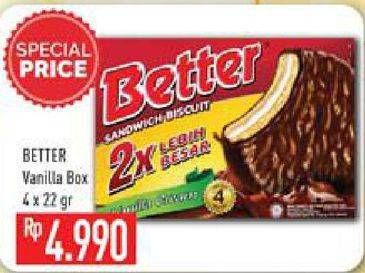 Promo Harga ROMA Better Sandwich Vanilla per 4 pouch 22 gr - Hypermart