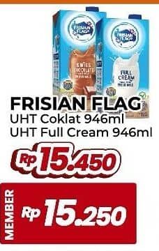 Promo Harga Frisian Flag Susu UHT Purefarm Full Cream, Swiss Chocolate 946 ml - Yogya