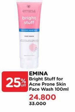 Promo Harga Emina Bright Stuff Face Wash Acne Prone Skin 100 ml - Watsons