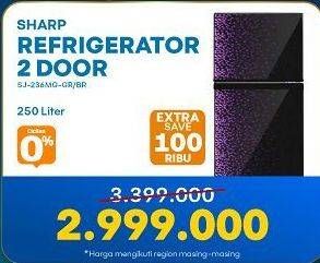 Promo Harga Sharp SJ-236 MG | Refrigerator 2 Door  - Electronic City
