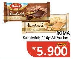 Promo Harga ROMA Sandwich All Variants 216 gr - Alfamidi