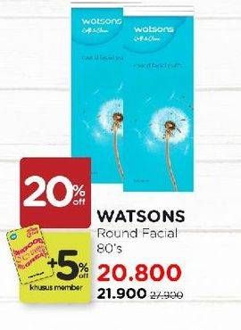 Promo Harga Watsons Round Facial Puff 80 pcs - Watsons