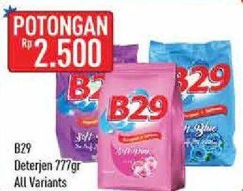 Promo Harga B29 Detergent + Softener Soft Blue, Soft Pink, Soft Violet 777 gr - Hypermart