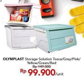 Promo Harga OLYMPLAST Storage Solution Kotak Serbaguna Tosca, Grey Pastel, Pink Pastel, Kuning, Hijau, Merah  - Carrefour